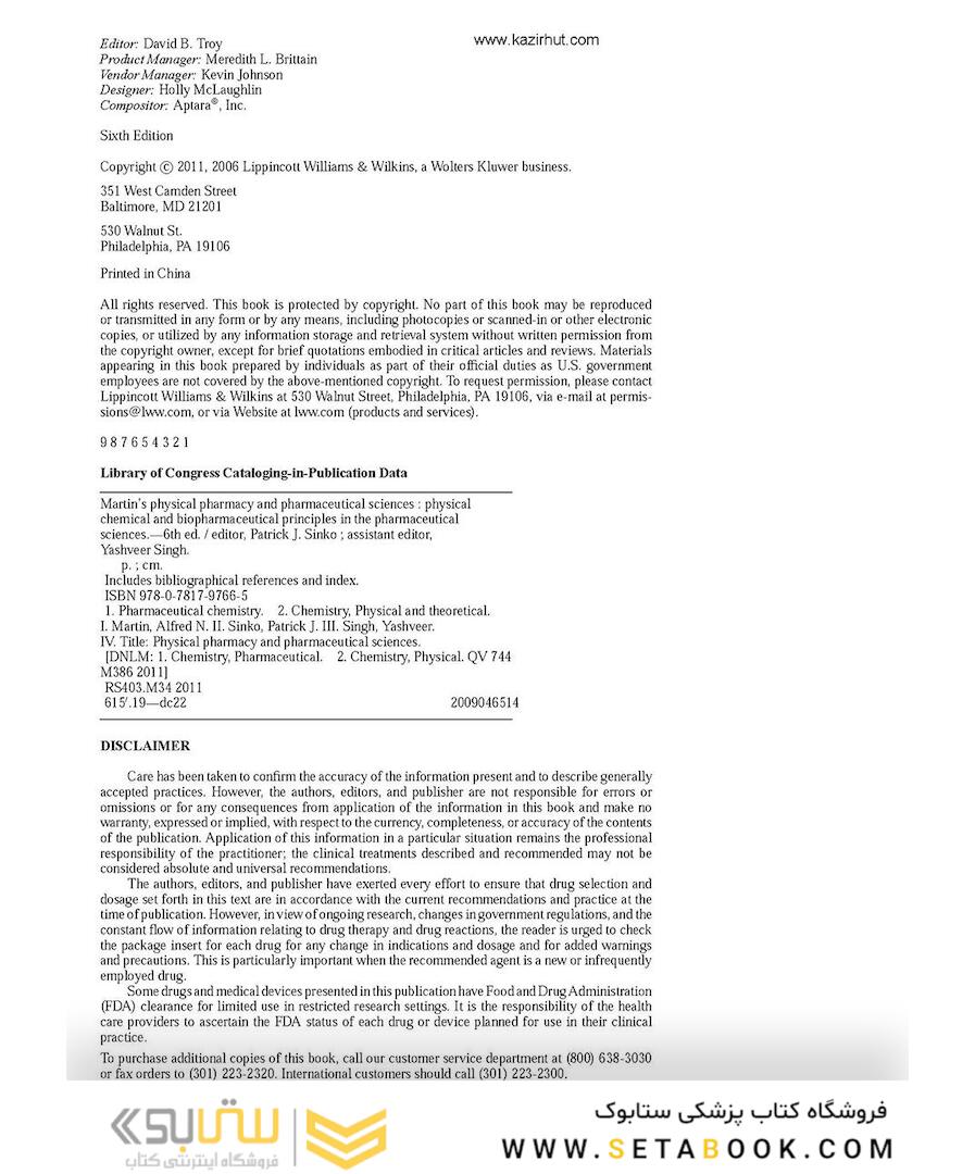 Martin’s Physical Pharmacy and Pharmaceutical Sciences Sixth Edition