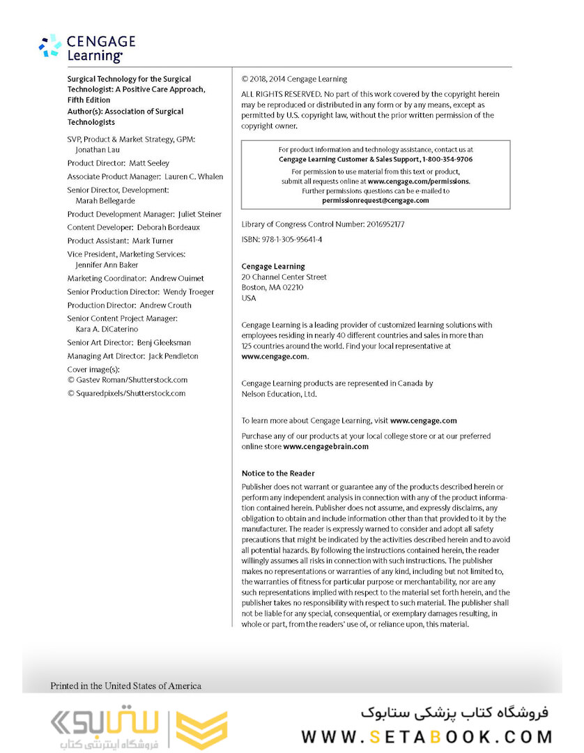 Surgical Technology for the Surgical Technologist : A Positive Care Approach2017