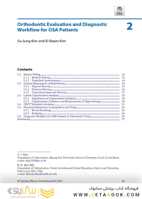  Orthodontics in Obstructive Sleep Apnea Patients: A Guide to Diagnosis, Treatment Planning, and Interventions 1st ed. 2020 Edition ارتودنسی در بیماران انسداد انسداد خواب: راهنمای تشخیص ، برنامه ریزی درمانی و مداخلات