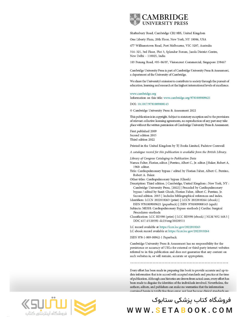 Cardiopulmonary Bypass 3rd Edicion 2022