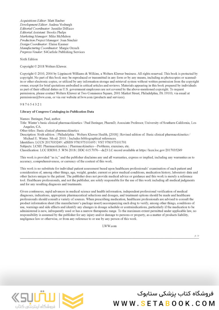 Winter’s Basic Clinical Pharmacokinetics Sixth Edition 2017