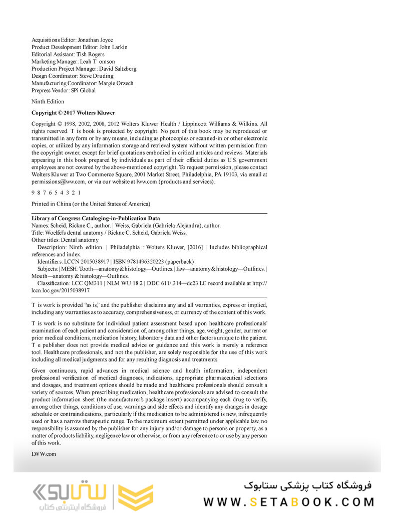 Woelfels Dental Anatomy Ninth Edition 2017