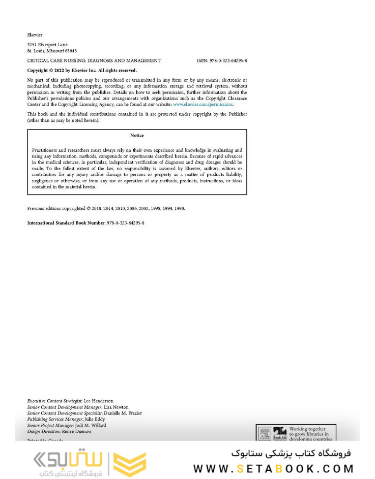 Critical Care Nursing : Diagnosis and Management 2022