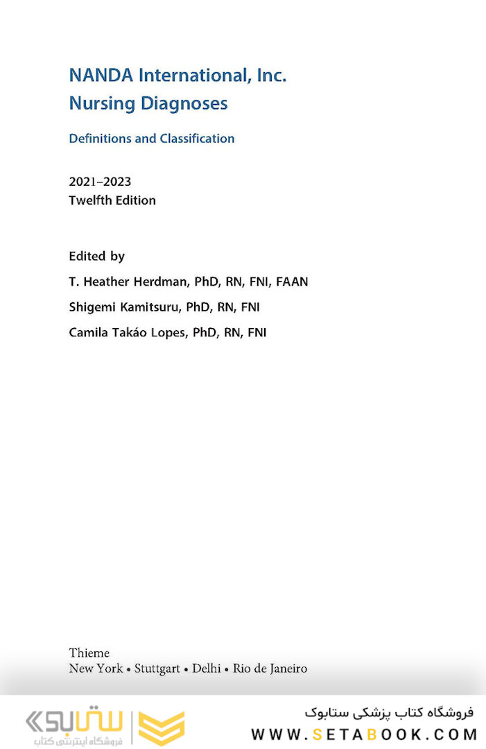 NANDA International Nursing Diagnoses: Definitions - Classification, 2021-2023 12th Edicion