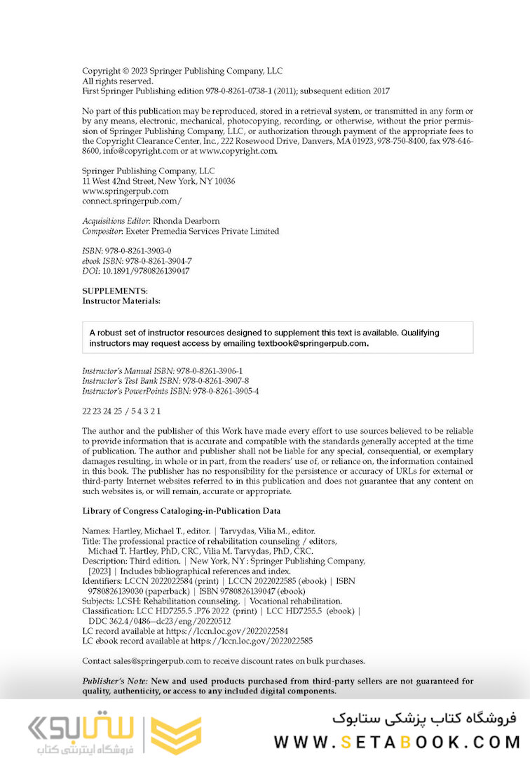 The Professional Practice of Rehabilitation Counseling 3rd Edition